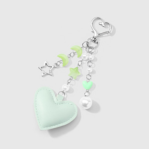 달콤하고 신선한 멀티 컬러 가죽 하트 모양 딸기 모조 진주 튤립 별 키체인 가방 펜던트 - Product Image 5
