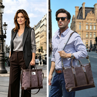 Sac fourre-tout unisexe vintage en daim et cuir de vachette OEM pour ordinateur portable 14,2 pouces, avec garniture en cuir huilé, grande capacité, pour hommes et femmes, idéal pour les voyages et le quotidien