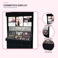 Exhibidor de Maquillaje Personalizado con Estantes Iluminados, Mostrador de Pruebas y Almacenamiento con Cajones para Tiendas de Cosméticos
