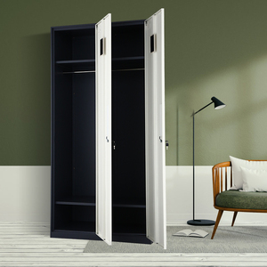 Armario moderno de acero y metal de 2 puertas, cerradura de llave, muebles de almacenamiento para oficina, escuela, ajustable para uso hospitalario, archivo de ropa - Product Image 5