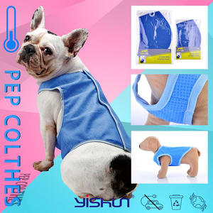 Yishun Gilet rafraîchissant pour animaux de compagnie, pour chats et chiens, été, refroidissement rapide, bleu, en polyester, design simple, couleur unie, vêtements pour animaux - Product Image 5