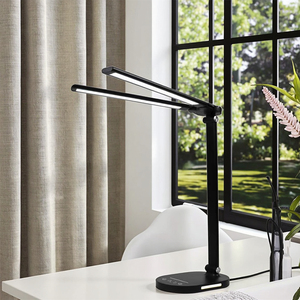 Hiện đại phong cách LED bàn đèn 5 chế độ màu 5 mức độ sáng nhôm ABS cơ thể kim loại bóng râm E14 bóng đèn cơ sở cho đọc sách DC - Product Image 1