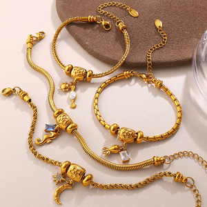 Pulseras de Moda con Dijes de Aleación de Zinc, Diseño de Estrella, Sol, Animales del Zodíaco, Joyería para Mujer - Product Image 1