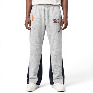 Pantalon de survêtement personnalisé à effet éclaboussures de peinture, coupe large, 100 % coton épais, style streetwear évasé, pantalon de jogging - Product Image 2