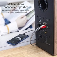 Konverter Kabel AV Berkualitas Tinggi 3.5mm ke 2RCA Berlapis Emas dengan Pelindung Aluminium Foil dan Selubung PVC untuk Audio TV