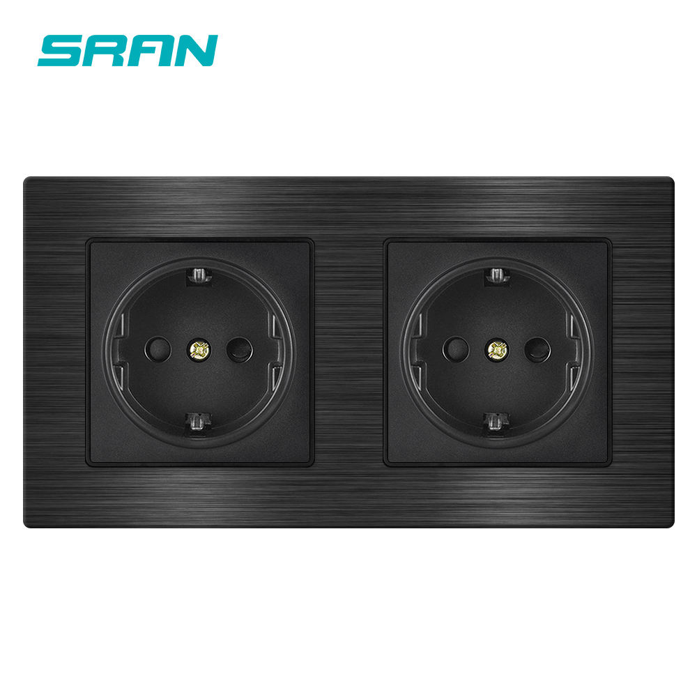 2 Gang Socket Black