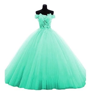 Blue Off-Shoulder Ball Gown Tulle Evening Dress Empire Waist Floral Print Women's Formal Wear - Product Image 2