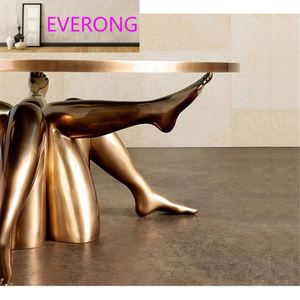 Mesa de Centro de Diseño Único Ev Factory con Tacón Grande, Estilo Nórdico, Acabado Dorado para Sala de Estar, Comedor y Hogar - Product Image 3