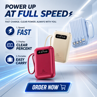 Nouveau Chargeur Portable 10000 mAh 10W Charge Rapide Mini Power Bank Écran LED 4 Câbles Intégrés Logo OEM Haute Capacité 20000 mAh