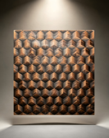 Panneau mural KISSWOOD en placage de bois, marqueterie artisanale, design moderne, motif géométrique, pour chambre, bureau, armoire, salon