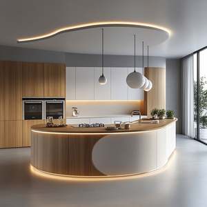 Muebles de Cocina Blancos de Lujo Personalizados 2025, Gabinetes de Cocina Estilo Shaker, Muebles de Cocina Modernos de MDF, Diseñador Chino, Fabricante de Islas de Cocina - Product Image 1