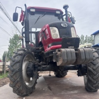 Gebrauchter Dongfeng 604 Radtraktor 60PS 4-Zylinder Dieselmotor Rot 4WD Geschlossene Kabine Getriebe Hydrauliksystem Gut Erhalten