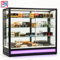 Vitrine en verre verrouillable avec éclairage RGB inférieur, étagères en verre trempé, structure métallique robuste, pour magasin de tabac, cigares, présentoir de vente au détail