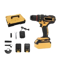 Kit combiné d'outils électriques sans fil 4 pièces, ensemble d'outils à batterie lithium-ion 20V avec perceuse, meuleuse, clé et marteau