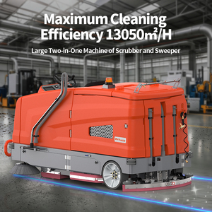 창고 관리자들이 일상적인 내구성 있는 청소를 필요로 하는 경우, R-XS1450 스테인리스 스틸 승차형 스크러버 스위퍼 - Product Image 2