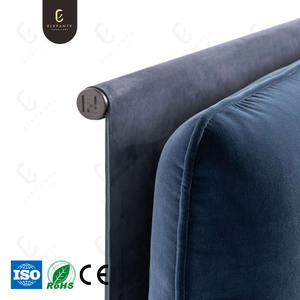 Lujo fabricante italiano <span class=keywords><strong>Cama</strong></span> doble tapizado moderno de gama alta Villa <span class=keywords><strong>cama</strong></span> doble tela de diseño Premium camas de lujo tamaño King - Product Image 6