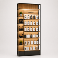 Vitrine d'affichage pour téléphones portables avec éclairage LED, présentoir publicitaire pour téléphones, présentoir écologique personnalisable pour magasins de détail