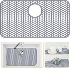 Tappetino Protettivo in Silicone per Lavello da <span class=keywords><strong>Cucina</strong></span> con Griglia Antiscivolo per Scarico Centrale - Product Image 1