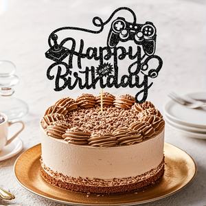 1 pièce Décoration <span class=keywords><strong>de</strong></span> <span class=keywords><strong>gâteau</strong></span> d'anniversaire sur le thème des <span class=keywords><strong>jeux</strong></span> Conception <span class=keywords><strong>de</strong></span> manette <span class=keywords><strong>de</strong></span> jeu Papier Réutilisable et écologique pour les enfants <span class=keywords><strong>de</strong></span> 3 à 6 ans - Product Image 1