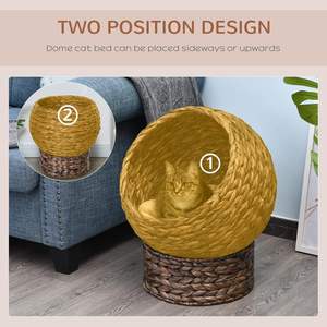 Cama Elevada para Gatos Tejida a Mano con Cojín Suave y Forma de Silla Colgante, Casa para Gatitos con Soporte, Casa de Mimbre Elevada para Gatos - Product Image 6