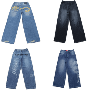 I produttori di Denim personalizzano Jeans larghi leopardati da uomo <span class=keywords><strong>pantaloni</strong></span> larghi in Denim stile stile stile Machete - Product Image 5