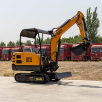 Excavator Mini Hidrolik Crawler untuk Perawatan Jalan, Excavator Mikro Diesel 2.2 Ton Tugas Berat Buatan Cina untuk Penggalian Batu & Pembuatan Parit