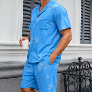 Nuevo Conjunto de Pijama de Verano para Hombre, Camisa y Pantalones Cortos con Estampado Digital, Ropa de Dormir Transpirable de Talla Grande, Pijama de Bambú - Product Image 4