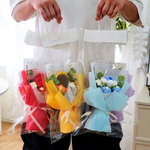 Ramo de <span class=keywords><strong>Girasoles</strong></span> y <span class=keywords><strong>Rosas</strong></span> de Ganchillo Hecho a Mano, de Hilo de Lana, para Jardín, Acción de Gracias, Graduación/Cumpleaños, Ecológico, Directo de Fábrica - Product Image 4