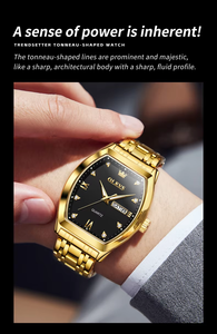 <span class=keywords><strong>Montre</strong></span>-bracelet à quartz pour homme OLEVS 5528, boîtier tonneau, bracelet en acier bicolore or, cadran serti de diamants, étanche 30M, <span class=keywords><strong>montre</strong></span> de ville pour affaires - Product Image 4