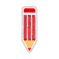 Patchs brodés à paillettes « Retour à l'école » à thermocoller, cadeau pour enseignant, appliques crayon scintillantes pour enfants, fournitures de bricolage pour denim