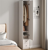 Garde-robe de placard à porte unique bon marché, combinaison de bois blanc garde-robe multifonctionnelle maison chambre