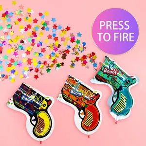 Balon Foil Kembang Api Penjualan Laris Bentuk Pistol Confetti untuk Dekorasi Pesta Kejutan Boom Mainan Anak-anak Tiup
