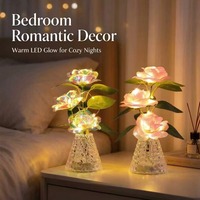Bunga Mawar Imitasi Berlapis Emas dengan Lampu LED, Pewarnaan Tangan, dan Daun Emas, Hadiah Sempurna untuk Guru saat Musim Sekolah dan Hiasan Meja