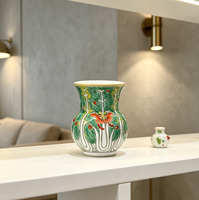 Vase en porcelaine de style antique, entièrement peint à la main, motif chou chinois, petit vase en céramique avec motifs de papillon et de libellule