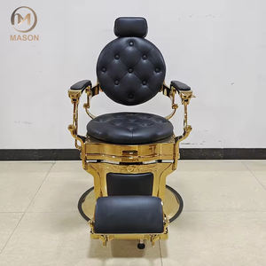 Thủy lực làm tóc ghế trong vàng đen phong cách cổ cắt tóc ghế với tufted da Xoay cơ sở điều chỉnh chiều cao-cho Spa - Product Image 1