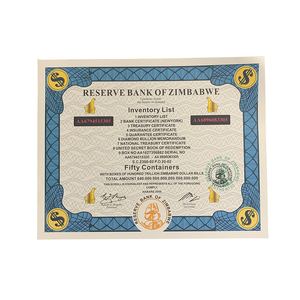 Banconota Commemorativa del Banca Centrale dello Zimbabwe con Numero di Serie Cinquanta, Certificato da Collezione Nyango Container - Product Image 4