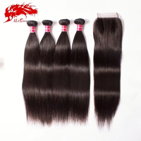 Extensions de cheveux humains vierges brésiliens Remy à 100%, double trame, lisses, pour tissage et tresses