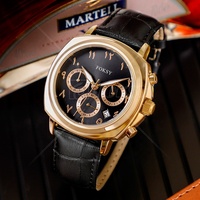 Reloj De Cuero Genuino Montre En Cuir Haute Qualité Mode Poignet De Luxe Bracelet En Cuir Véritable Hommes Montre À Quartz dans Montre-Bracelet