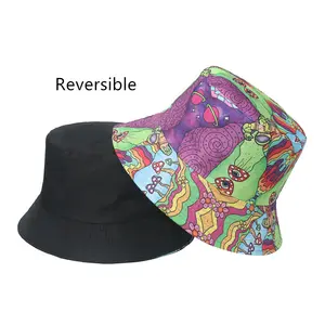 23 Colors Customized Full Printing Logo Bucket Hat Cool Designer Stylish Floral Bucket Hat