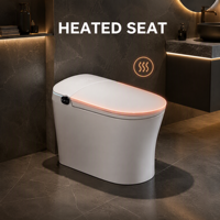 Toilette intelligente avec chasse d'eau automatique, bidet chauffant, télécommande, sans réservoir, sans bride, à sortie en S allongée