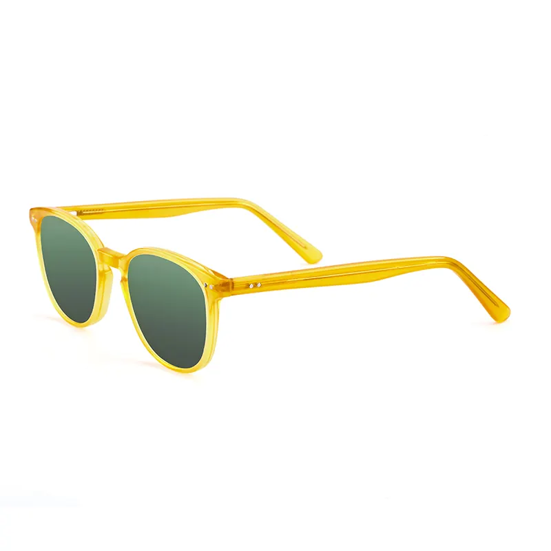 Italian Oem Fashion Vintage Yellow Frame Sheet Sun Glasses Green Mazzucchelli Cellulose Acetate Sunglasses Glasses