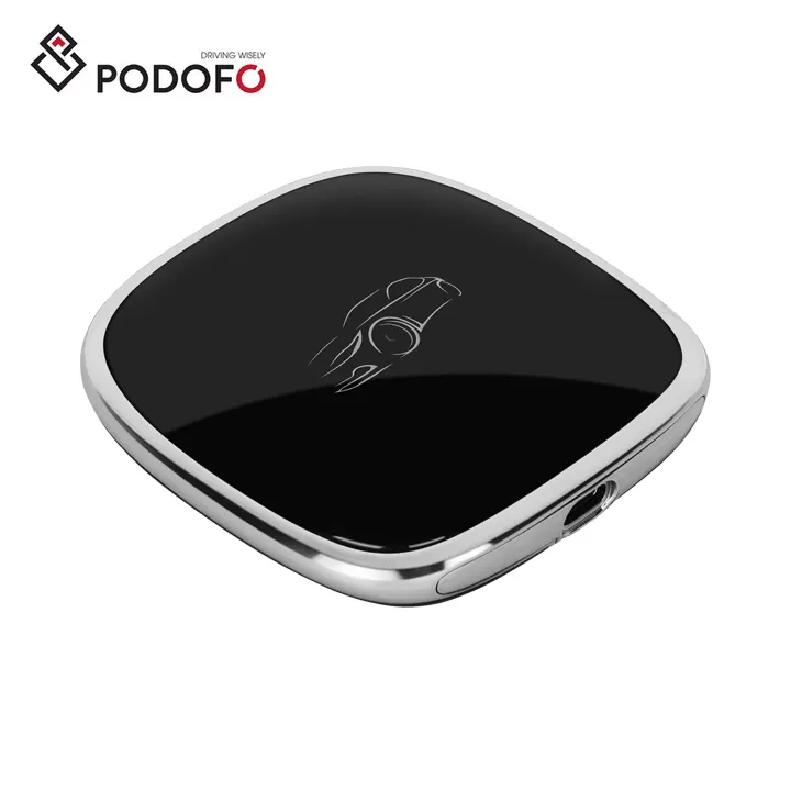 Podofo Android CarPlay AI Box 4 + 64GB Boîte de voiture sans fil Mise à niveau du système de voiture d'origine Wifi GPS pour YouTube Netflix avec OEM Carplay