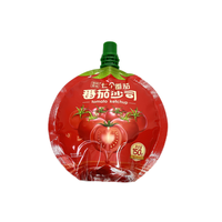 Sac d'emballage en plastique de ketchup de tomate pour l'emballage liquide poche jetable en gros personnalisée de bec pour le jus