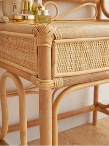 Mobili camera da letto comò legno con cassetto a specchio Rattan Vanity Set sedia in legno toletta <span class=keywords><strong>trucco</strong></span> - Product Image 5