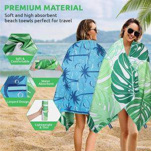 Wholesale Customized Design Digital Printed Double Side Print <b>Microfiber</b> Soft Square <b>Beach</b> <b>Towels</b> for Summer - Product Image 4