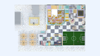 Aire de jeux intérieure de style pastel intégrée à un mini terrain de football et à une toboggan pour centre d'activités pour enfants commercial