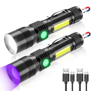 LED UV Black Light & Redlight torcia a LED tascabile con Clip 3 in1 7 modalità torcia elettrica ricaricabile torcia UV a luce nera