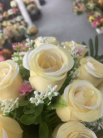 Bouquet de roses artificielles HY22203, 14 têtes, fleurs en soie multicolores pour la décoration de mariage, de maison et de fête