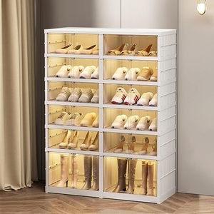 Organizador de Zapatos Plegable de 9 Niveles con Cierre Magnético, Fácil Instalación, Plástico PP Resistente, Gran Capacidad para Zapatos - Product Image 1