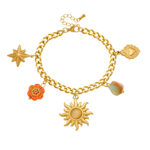 Gold Plated Retro Sun Star Geometric Acrylic <b>Beaded</b> Jewelry <b>Set</b> For Women Party Fashion - Product Image 5
